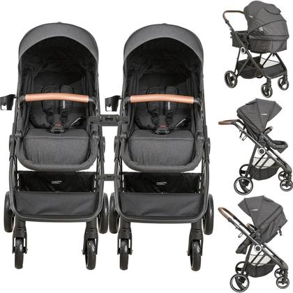 Imagem de Carrinho Kiddo para Gemeos Duplo Cosmos Melange Preto