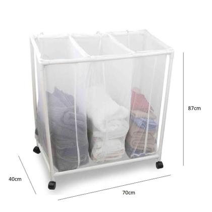 Imagem de Carrinho Lavanderia Pousada com 3 Cestos de Roupas Rodinhas