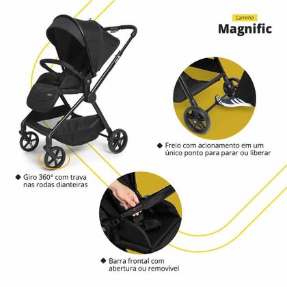 Imagem de Carrinho Magnific 5 em 1 com Moisés e Bebê Conforto Safety