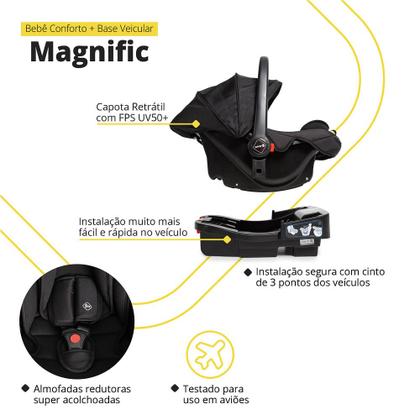 Imagem de Carrinho Magnific 5 em 1 com Moisés e Bebê Conforto Safety