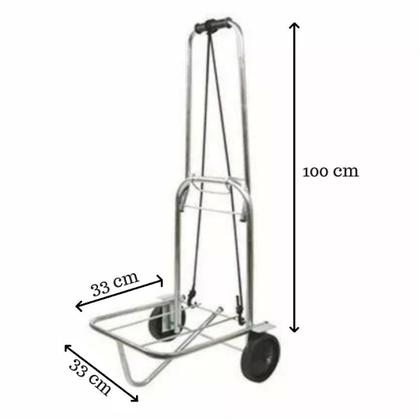 Imagem de Carrinho Mão Dobrável Bagagem Maleiro Carga 100kg + Elastico