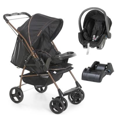 Imagem de Carrinho milano cabo reversivel ii preto cobre + bebe conforto grid + base- galzerano