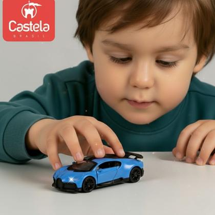 Imagem de Carrinho Miniatura Azul Pull Back 1:32 C/ Som e Luz - Castela Brasil