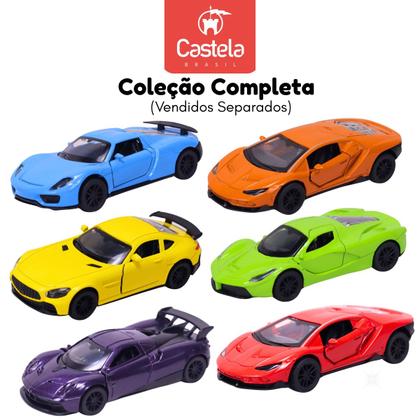 Imagem de Carrinho Miniatura Azul Pull Back 1:32 C/ Som e Luz - Castela Brasil