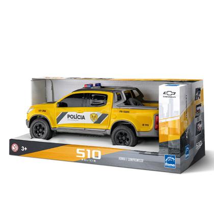 Imagem de  Carrinho Miniatura Pick-Up S10 Policia do Paraná Amarelo 1149 - Roma Brinquedos