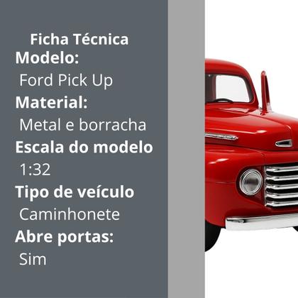 Imagem de Carrinho Miniatura PickUp Metal Caminhonete Antiga Coleção