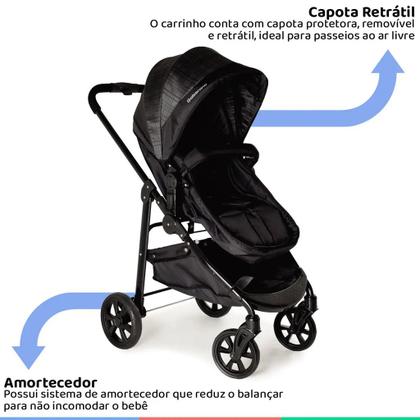 Imagem de Carrinho Moisés Galzerano Olympus + Bebê Conforto Black