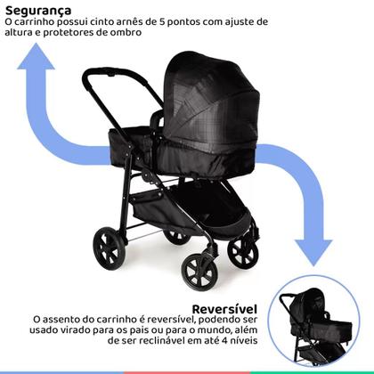 Imagem de Carrinho Moisés Galzerano Olympus + Bebê Conforto Black