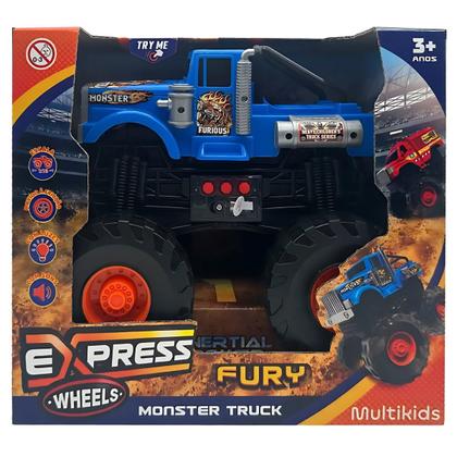 Imagem de Carrinho Monster Truck Fury Azul Fricção Express Wheels