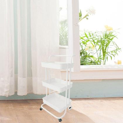Imagem de Carrinho Multiuso 3 Prateleiras com Rodinhas Branco Simplifique sua Vida com Estilo