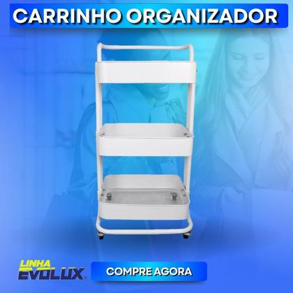 Imagem de Carrinho Multiuso 3 Prateleiras com Rodinhas Branco Simplifique sua Vida com Estilo