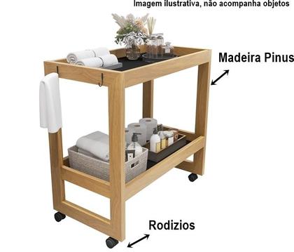 Imagem de Carrinho Multiuso Com Rodizios e Prateleira Odim Ambiente Casa Salão - Cores - Comprar Moveis em Casa