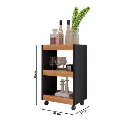 Imagem de Carrinho Multiuso Gourmet Buffet com Rodinhas Bar Aparador Organizador com 3 Prateleiras