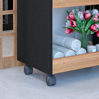 Imagem de Carrinho Multiuso Gourmet Buffet com Rodinhas Bar Aparador Organizador com 3 Prateleiras