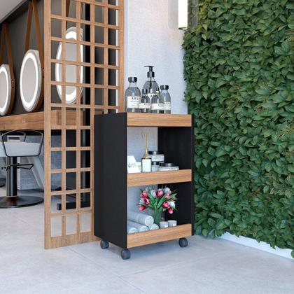 Imagem de Carrinho Multiuso Gourmet Buffet com Rodinhas Bar Aparador Organizador com 3 Prateleiras