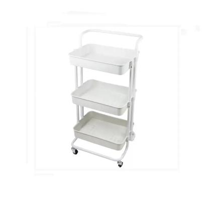 Imagem de Carrinho Multiuso Organizador 3 Prateleiras Branco Rodinhas