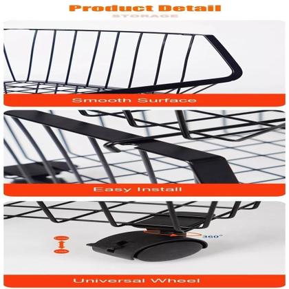 Imagem de Carrinho Multiuso Organizador 5 Prateleiras Fruteira Escritorio Sala Em Aço Auxiliar Brinquedos Preto