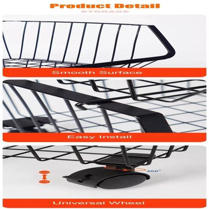 Imagem de Carrinho multiuso organizador 5 prateleiras fruteira escritorio sala em aço brinquedos preto