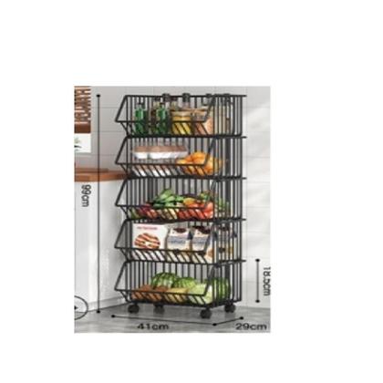 Imagem de Carrinho multiuso organizador 5 prateleiras fruteira escritorio sala em aço brinquedos preto
