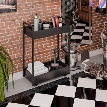 Imagem de Carrinho Multiuso Organizador para Cozinha Salão de Beleza com Rodinhas Preto Lara