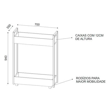 Imagem de Carrinho Multiuso Organizador para Cozinha Salão de Beleza com Rodinhas Preto Lara