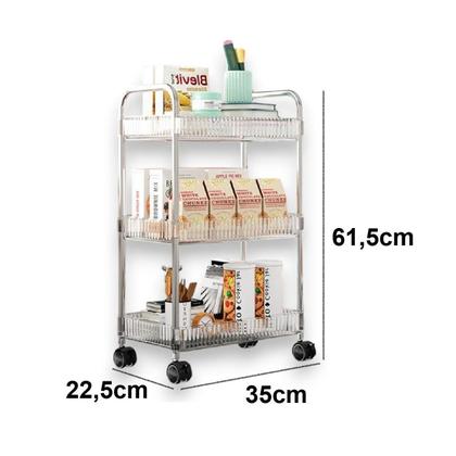 Imagem de Carrinho Organizador 3 Andares Prateleira Multiuso Acrílico