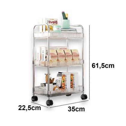 Imagem de Carrinho Organizador 3 Andares Prateleira Multiuso Acrílico - Kadê