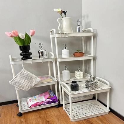Imagem de Carrinho organizador 3 prateleiras andares rodinhas branco