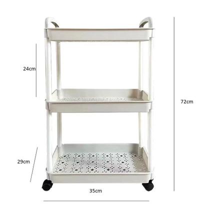 Imagem de Carrinho organizador 3 prateleiras andares rodinhas branco