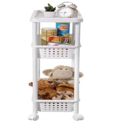 Imagem de Carrinho organizador 3 prateleiras rack multiuso varanda banheiro brinquedos quarto estante branco