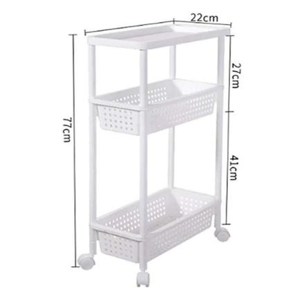Imagem de Carrinho organizador 3 prateleiras rack multiuso varanda banheiro brinquedos quarto estante branco