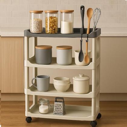 Imagem de Carrinho Organizador 4 Prateleiras Multiuso Canto Auxiliar Manicure Brinquedos Cozinha Fruteira