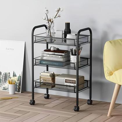 Imagem de Carrinho Organizador Com Roda Fruteira 3 Cestas Chão Cozinha