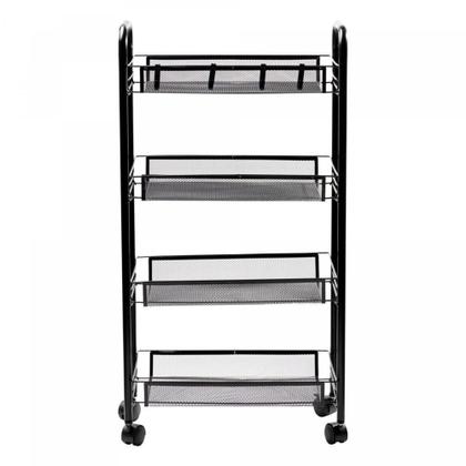 Imagem de Carrinho Organizador com Rodinhas Preto 44cm x 26cm x 83cm - Lyor