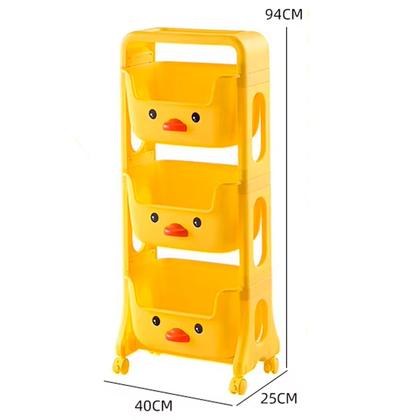 Imagem de Carrinho Organizador de Brinquedos Suplayer DuckFun Três Prateleiras Colorido Modelo Pato Amarelo