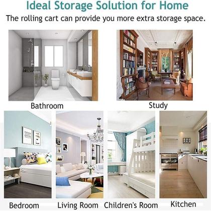 Imagem de Carrinho organizador dobrável com rodinhas 3 cestos vazados em aço verde