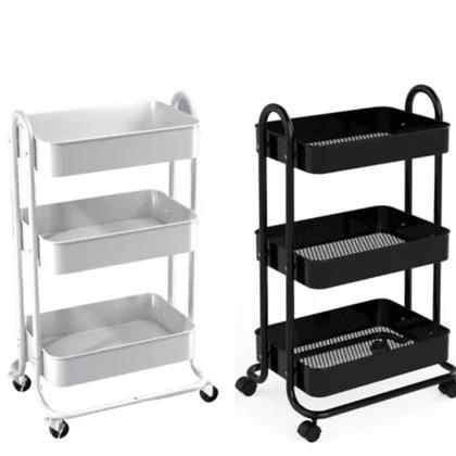 Imagem de Carrinho Organizador Multiuso 3 Prateleiras com  Rodinhas 