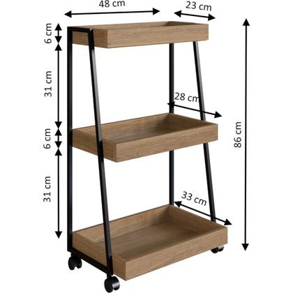 Imagem de Carrinho Organizador Multiuso 3 Prateleiras E Rodinhas Mel