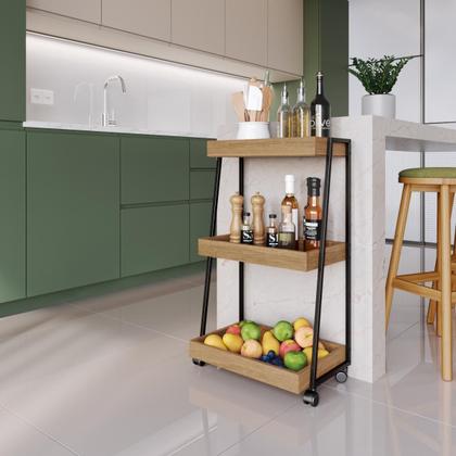 Imagem de Carrinho Organizador Multiuso 3 Prateleiras E Rodinhas Mel