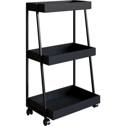 Imagem de Carrinho Organizador Multiuso 3 Prateleiras E Rodinhas Preto