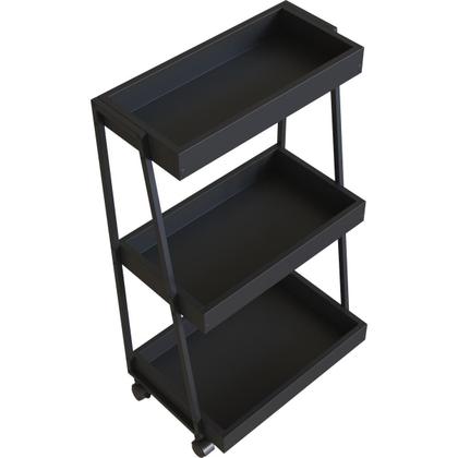 Imagem de Carrinho Organizador Multiuso 3 Prateleiras E Rodinhas Preto