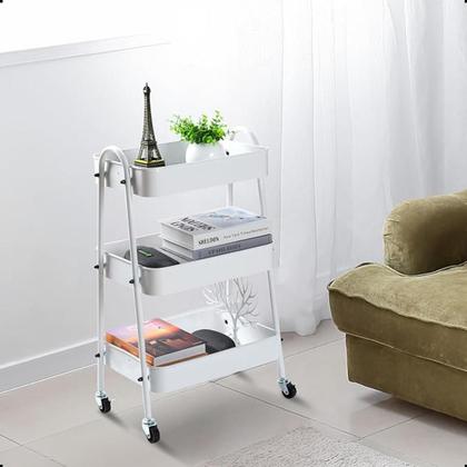 Imagem de Carrinho Organizador Multiuso 3 Prateleiras Metal Rodinhas