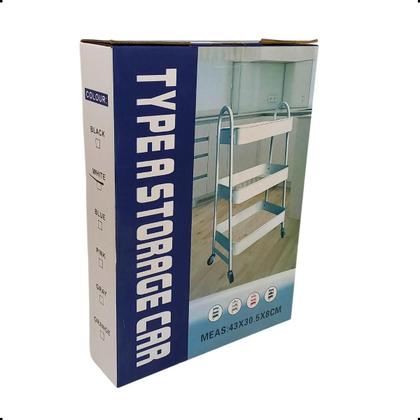 Imagem de Carrinho Organizador Multiuso 3 Prateleiras Metal Rodinhas