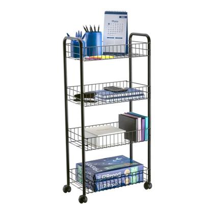 Imagem de Carrinho Organizador Multiuso 4 Níveis Prateleiras Preto      Ref: 255Pt