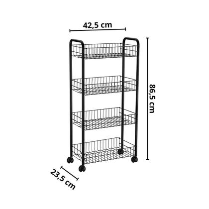 Imagem de Carrinho Organizador Multiuso 4 Níveis Prateleiras Preto      Ref: 255Pt