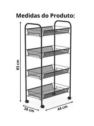 Imagem de Carrinho Organizador Multiuso 4 Prateleiras New York - Jolitex