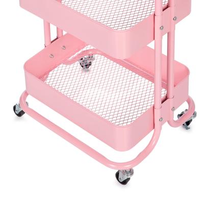 Imagem de Carrinho Organizador Multiuso ANM6077 Anima Office 3 Cestos Fixos em Aço Rosa