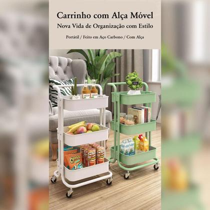 Imagem de Carrinho Organizador Multiuso Com 3 Prateleiras Em Aço