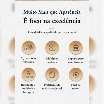 Imagem de Carrinho Organizador Multiuso Com 3 Prateleiras Em Aço