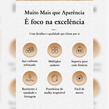 Imagem de Carrinho Organizador Multiuso Com 3 Prateleiras em Aço